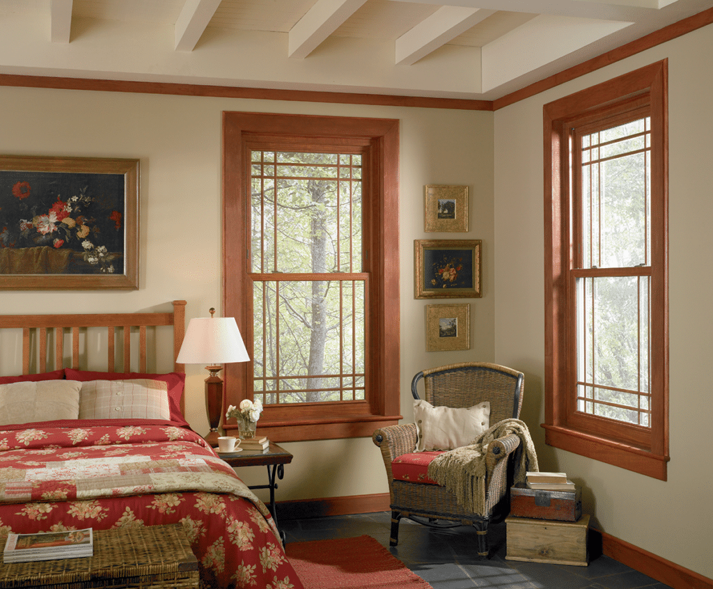 These are Preservation double hung windows with foxwood interior and double perimeter grids. These grids are similar to prairie grids, but not the same.